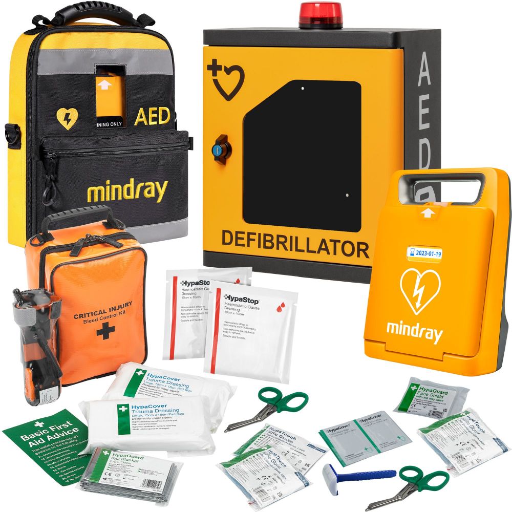 Mindray C1A AED Bundle with HypaGuard Indoor Cabinet 36717J