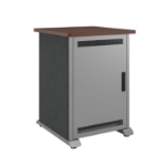 Middle Atlantic Forum ForumTM Side Cart Rack, 12RU, 27" Deep, Wilsonart® Biltmore Cherry, Magnesium Powdercoat, Charcoal Gray Felt