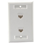 C2G Two Port Cat5E RJ45 Configured Single Gang Wall Plate - White