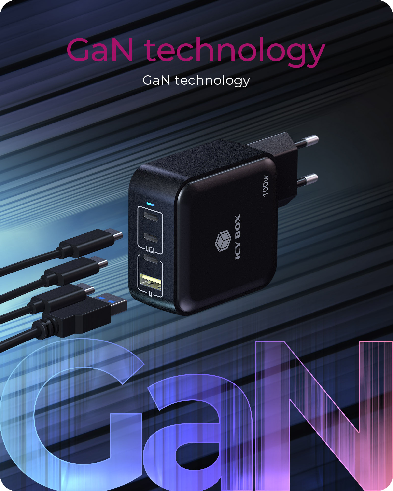 ICY BOX IB-PS1040-PD Universal Black AC Fast charging Indoor