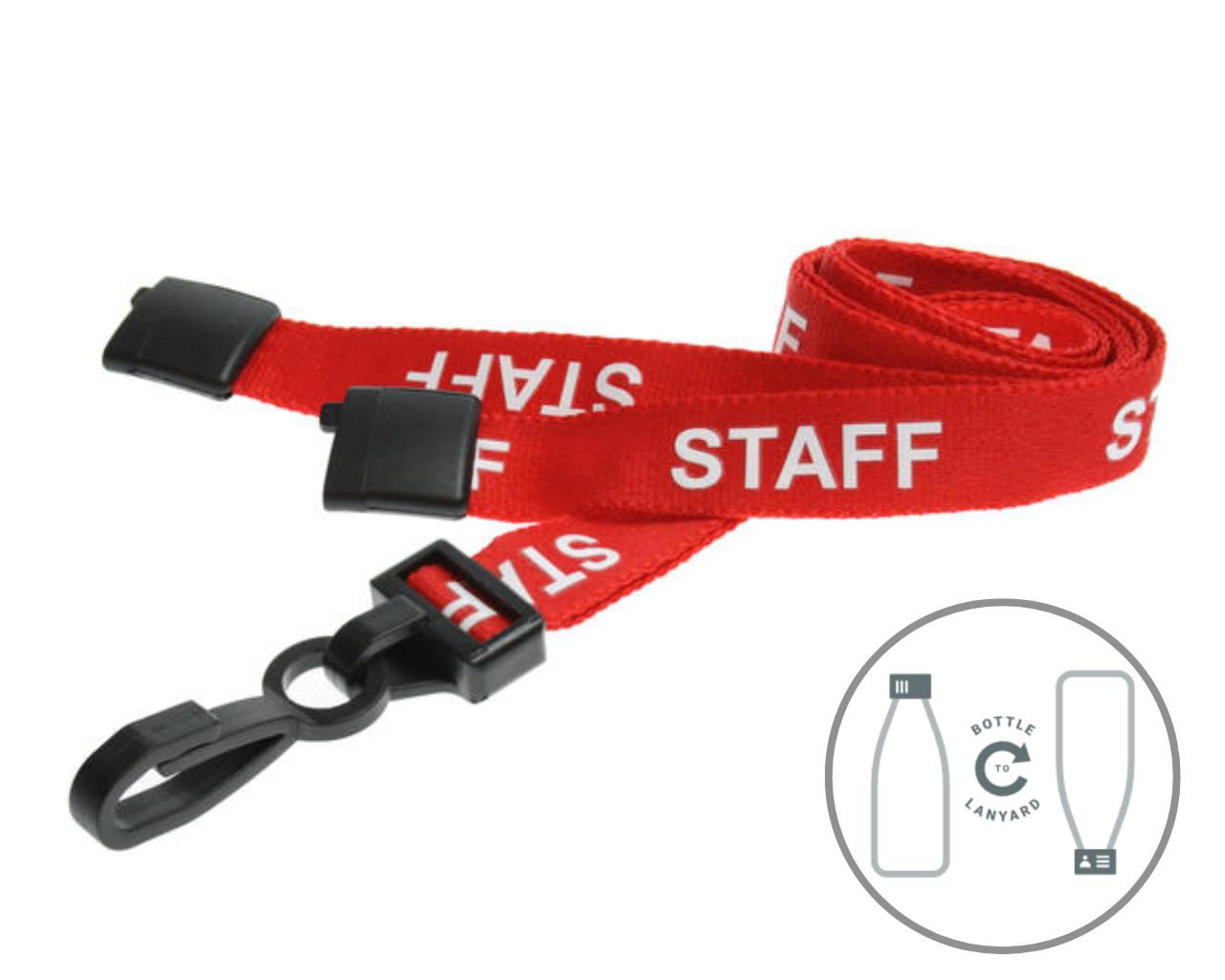 Image of Digital ID 15mm Recycled Red Staff Lanyards with Plastic J Clip...