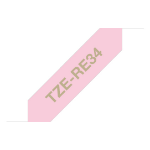Brother TZE-RE34 DirectLabel gold on pink non adhesive textil 12mm x 4m for Brother P-Touch TZ 3.5-18mm/6-12mm/6-18mm/6-24mm/6-36mm