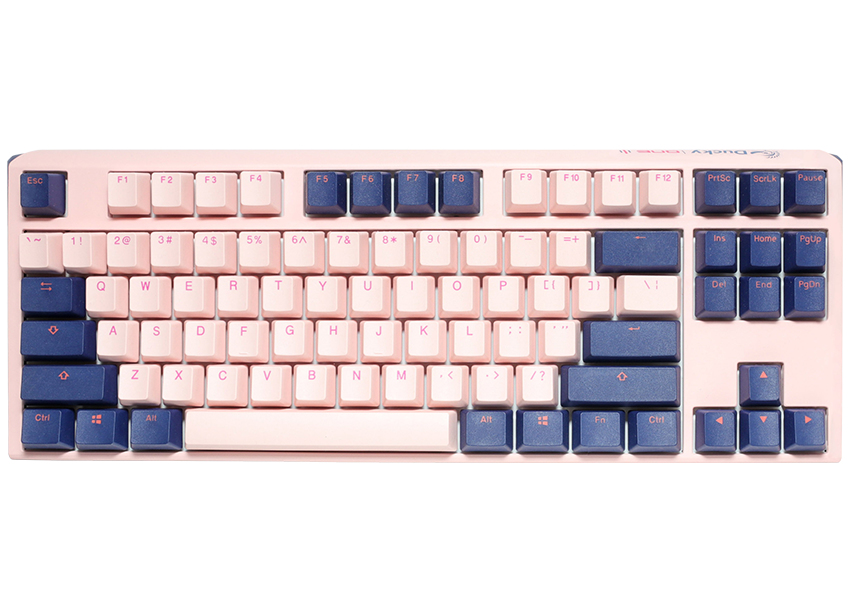 Image of Ducky One3 Fuji TKL keyboard USB UK International Cyan, Pink