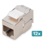 Digitus CAT 6A compact keystone module, shielded, tool-free mounting connection, 12 pcs.
