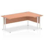 Dynamic Impulse Contract Right Hand Crescent Cantilever Desk W1800 x D1200 x H730mm Beech Finish/White Frame - I001878 DD