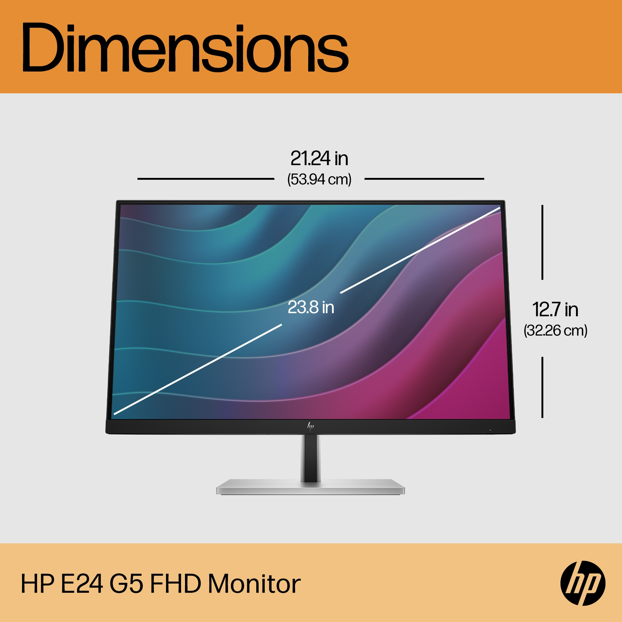 HP E-Series E24 G5 computer monitor 60.5 cm (23.8") 1920 x 1080 pixels Full HD LED Silver, Black