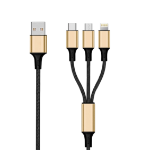 2GO 797152 USB-kabel 3 m USB B USB C/Micro-USB B/Lightning Zwart, Goud