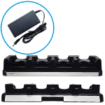 Unitech EA630 4-slot terminal charging cradle including power supply.  The power cord is optional (1550-602689G or 1550-602333G).  *Compatible with EA630 with or without gun grip or protective boot.