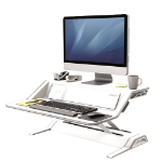 Fellowes Sit Stand Desk Riser - Lotus DX Height Adjustable Sit Stand Desk Converter with Cable Management & Antibacterial Protection - No Assembly Required - Max Weight 15.8KG - White