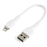 StarTech.com 6 inch (15cm) Durable White USB-A to Lightning Cable - Heavy Duty Rugged Aramid Fiber USB Type A to Lightning Charger/Sync Power Cord - Apple MFi Certified iPad/iPhone 12