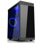 CIT Voyager Black Tempered Glass Case 1 x 12cm Blue LED Fan at Rear