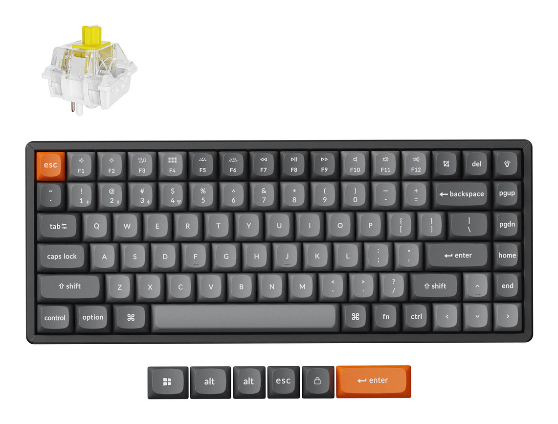 Keychron K2 Max keyboard Universal USB + RF Wireless + Bluetooth QWERTY UK English Black, Grey