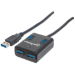 Manhattan USB-A 4-Port Hub, 4x USB-A Ports, 5 Gbps (USB 3.2 Gen1 aka USB 3.0), Bus Power, Fast charging x1 Port up to 0.9A or x4 Ports with power jack (not included), Black, Blister