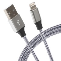 MAPLIN Lightning Connector to USB-A Braided Cable 1m Silver