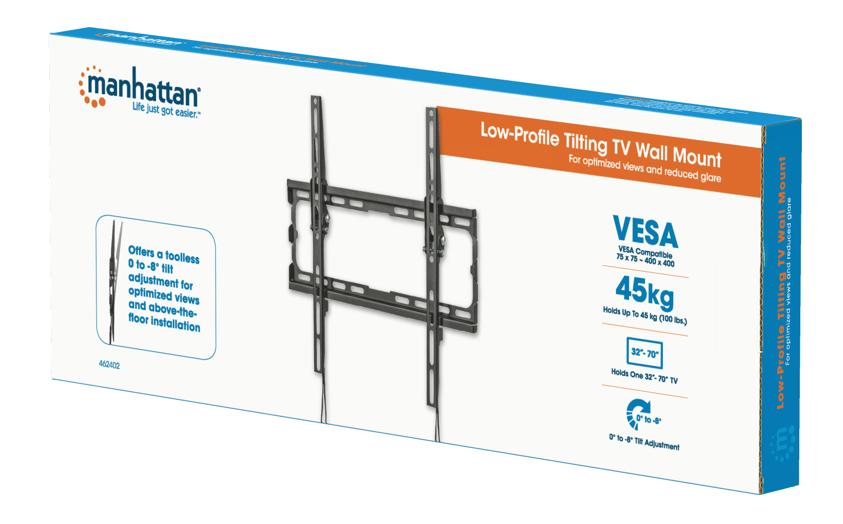 Manhattan TV & Monitor Mount, Wall, Tilt, 1 screen, Screen Sizes