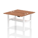 Dynamic Air Back-to-Back W1200 x D600mm Height Adjustable Sit Stand 2 Person Bench Desk With Cable Ports Walnut Finish White Frame - HA01558 DD