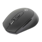 Manhattan MW6020 Wireless Mouse, Black, Adjustable 800/1200/1600dpi via top-mount push-button control, 2.4Ghz (effective range up to 10m), USB, Optical, Ambidextrous, Six Button with Scroll Wheel, USB-A nano receiver, AA battery (included)