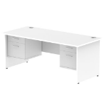 Dynamic Impulse W1800 x D800 x H730mm Straight Office Desk Panel End Leg With 2 x 2 Drawer Double Fixed Pedestal White Finish - MI002261 DD