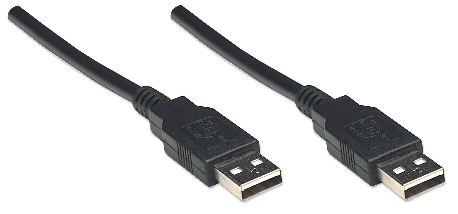 Manhattan USB-A to USB-A Cable, 1.8m, Male to Male, 480 Mbps (USB 2.0), Black, Polybag
