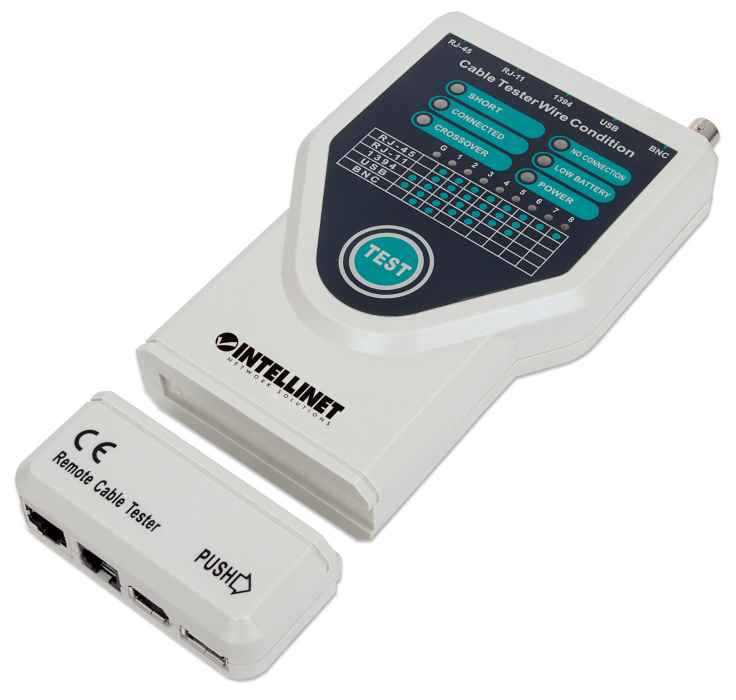 Image of Intellinet 5-in-1 Cable Tester, Tests 5 Commonly Used Network RJ45...