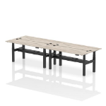 Dynamic Air Back-to-Back W1800 x D600mm Height Adjustable Sit Stand 4 Person Bench Desk With Cable Ports Grey Oak Finish Black Frame - HA02544 DD