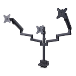 StarTech.com .com Triple Monitor Desk Mount For Up To Three 27in Screens, VESA 75x75/100x100, Tool-Less Arm Adjustments, C-Clamp/Grommet Mount, Spring-Assisted Arms - Mounting kit - adjustable arm - for 3 LCD displays - plastic, aluminium, steel - black -