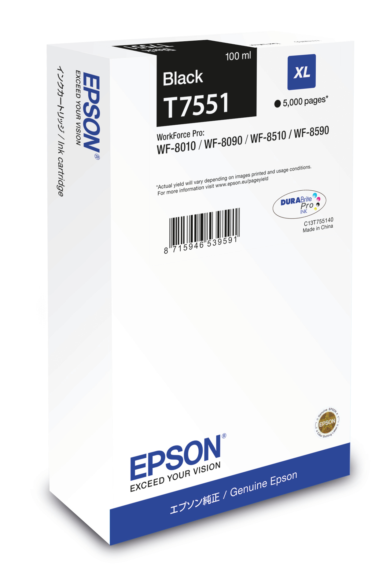 Image of Epson C13T755140/T7551 Ink cartridge black, 5K pages 100ml for...