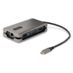 StarTech.com USB-C-multiportadapter - HDMI/VGA - 4K 60 Hz - USB-hubb med 3 portar - 100 W pass-through-strömförsörjning - GbE - Reseminidockningsstation med laddning - 30 cm Wrap-Around-kabel