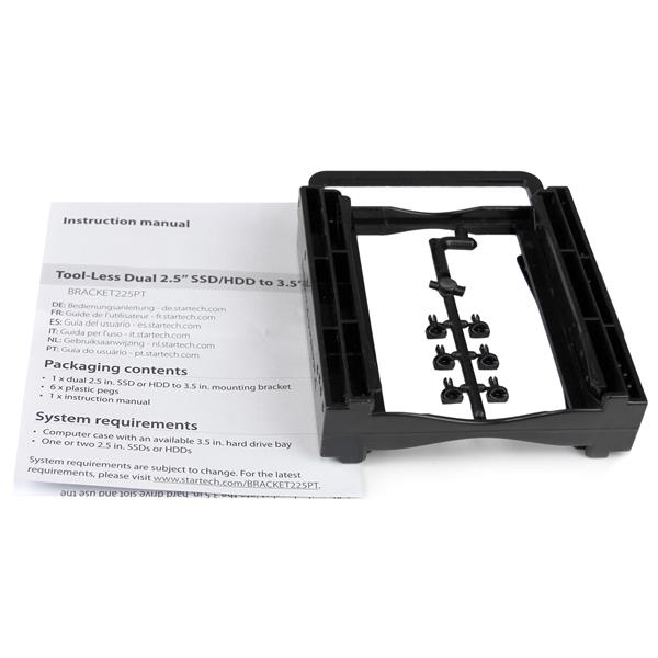 StarTech.com Dual 2.5" SSD/HDD Mounting Bracket for 3.5â€ Drive Bay - Tool-Less Installation