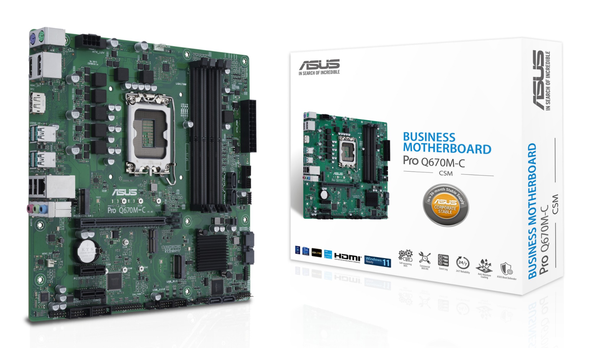 90MB19E0-M2EAYC ASUS Pro Q670M-C-CSM Intel Q670 Mainboard Sockel 1700 DDR5 - Motherboard - Intel Sockel 1700 (Core i)