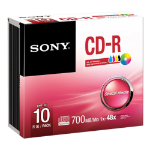 Sony Pack de 10 CD-R 48X 700Mb boitier slim