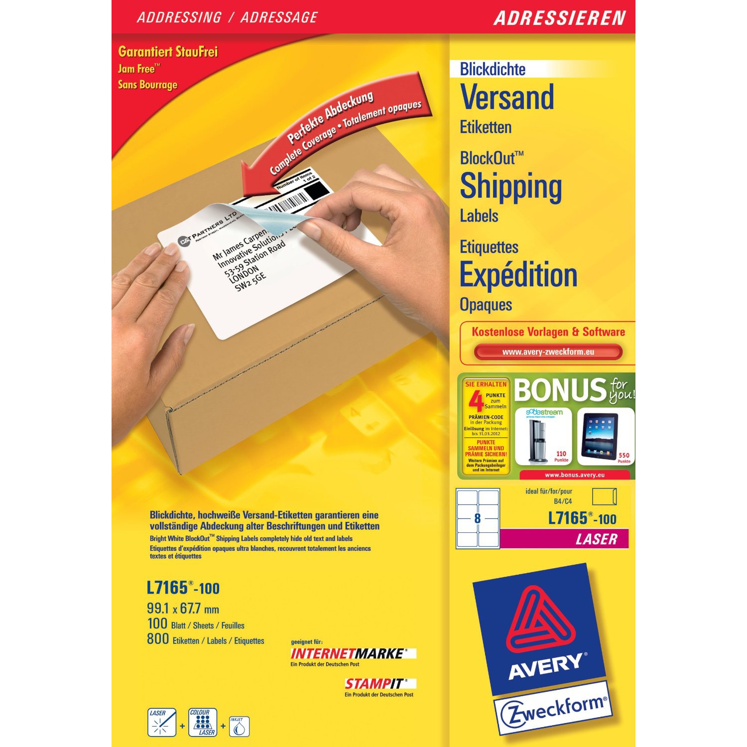 Image of Avery L7165-100 self-adhesive label White 800 pc(s)