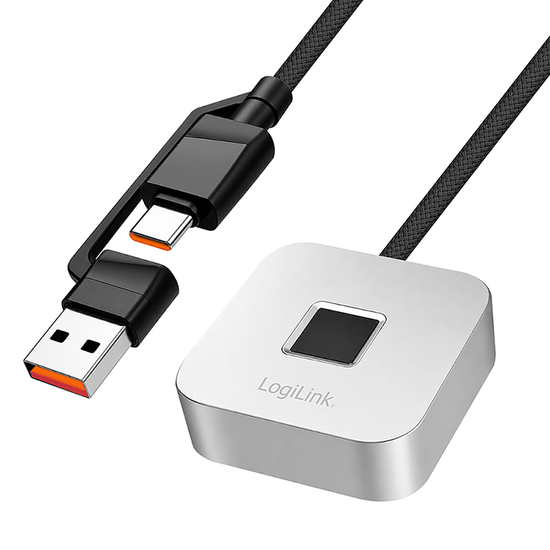 LogiLink USB-A/C Fingerprint reader. desktop version. metal housing. s