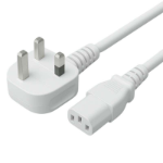 FDL 3M UK MAINS CABLE - UK MAINS PLUG TO C13 IEC SOCKET-WHITE