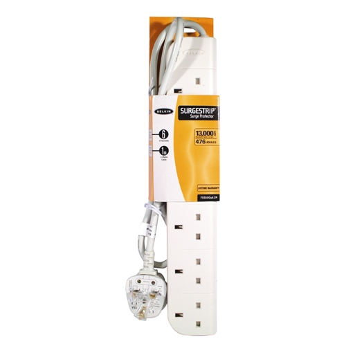 Image of Belkin E-Series 6 Socket, 1-Metre SurgeStrip White 6 AC outlet(s)...