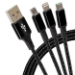 Maplin USB-A to 3-in-1 Multi-Charging USB-C / Lightning / Micro USB Braided Cable - Black