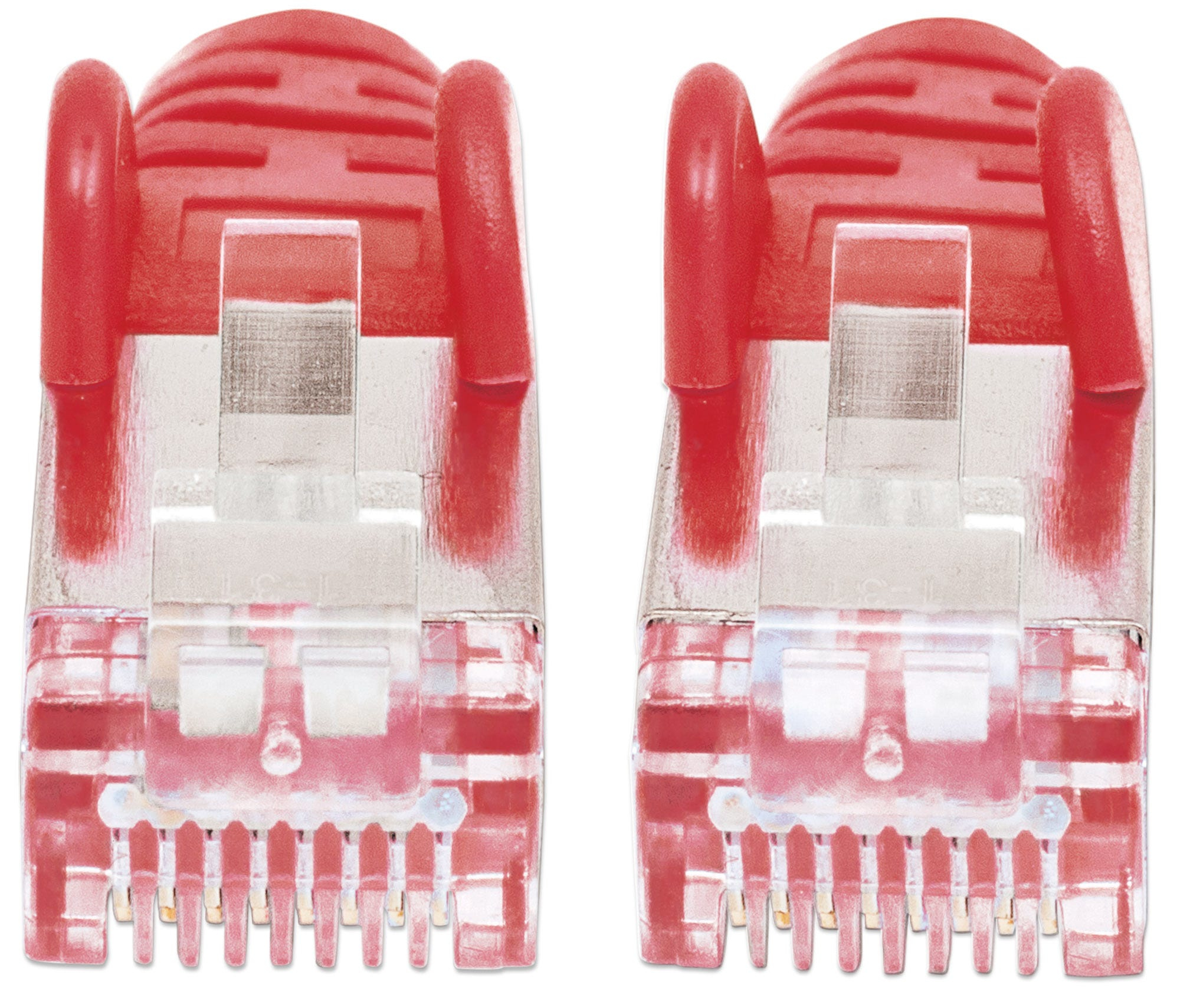 Intellinet Network Patch Cable, Cat6A, 0.5m, Red, Copper, S/FTP, LSOH / LSZH, PVC, RJ45, Gold Plated Contacts, Snagless, Booted, Lifetime Warranty, Polybag