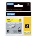DYMO ® Rhino Industrial Heat-Shrink Labels, 1" Tube, Black Print on Yellow