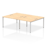 Dynamic Impulse Back-to-Back 4 Person Bench Desk W1200 x D1600 x H730mm With Cable Ports Maple Finish Silver Frame - IB00138 DD