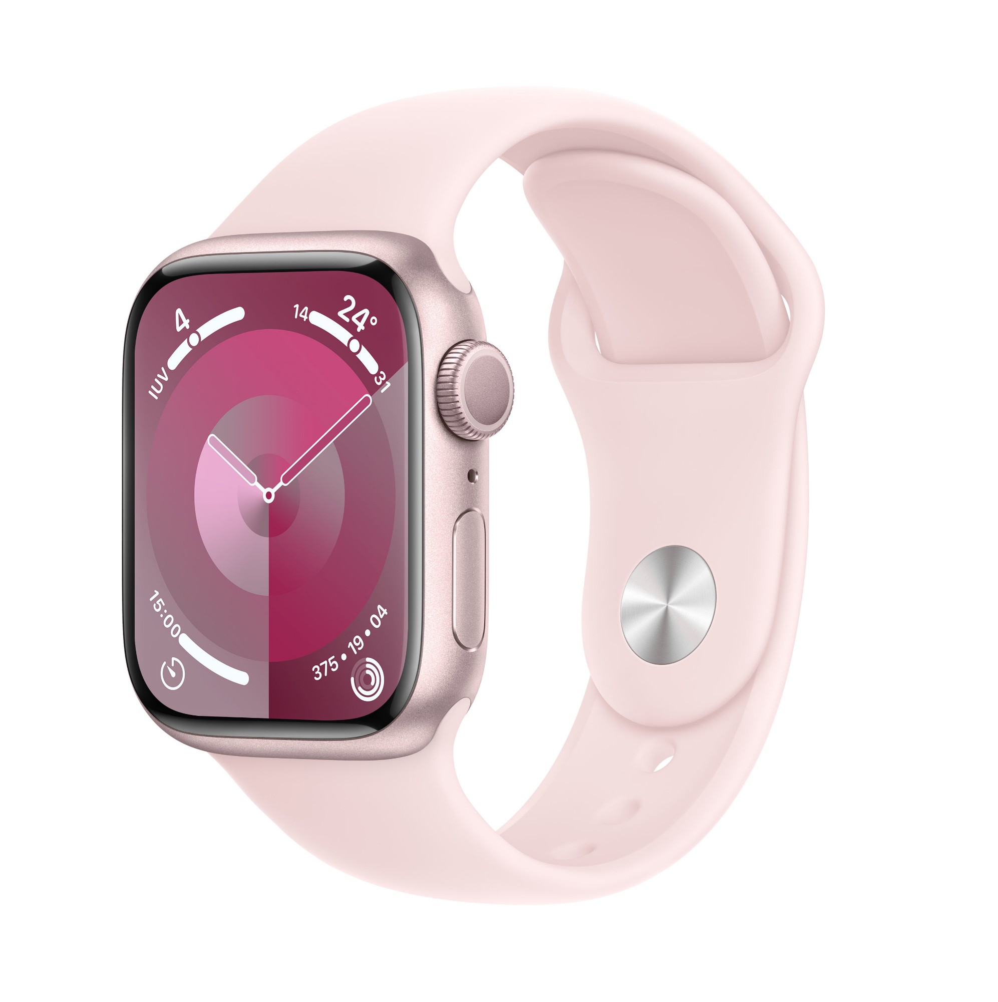 Apple Watch Series 9 GPS 41mm Pink Aluminium Case w/ Light Pink Sport Band - S/M