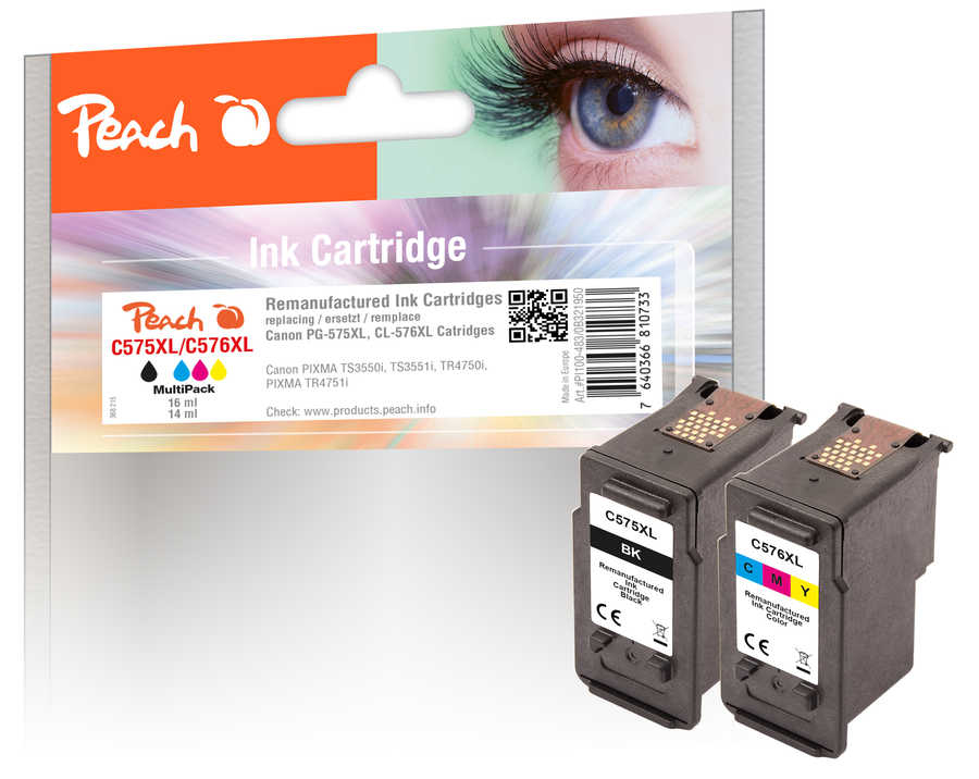 Peach Multi Pack compatible with Canon PG-575XL, CL-576XL