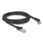 DeLOCK RJ45 Network Cable Cat.8.1 S/FTP plug 45° right angled to plug straight up to 40 Gbps 2 m black