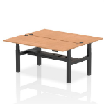 Dynamic Air Back-to-Back W1800 x D800mm Height Adjustable Sit Stand 2 Person Bench Desk With Cable Ports Oak Finish Black Frame - HA02646 DD