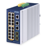 PLANET IP30 Industrial L2/L4 16-Port Managed L2/L4 Gigabit Ethernet (10/100/1000) Power over Ethernet (PoE) Aluminium, Blue