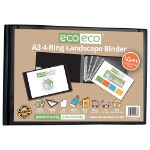 Eco Eco A3 95% Recycled Presentation 4 Ring Landscape Binder - Single