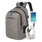 JLC Business Laptop Backpack with USB Charging Port - Light Grey