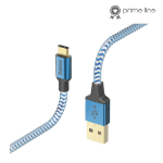 Hama Reflective USB cable USB 2.0 1.5 m USB A USB C Blue