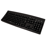 Accuratus USB 260; full size black keyboard in lower case. There is an optional Polyurethane cover/overlay for this keyboard- please see part code VIZ-260EURO-SEELHY. .