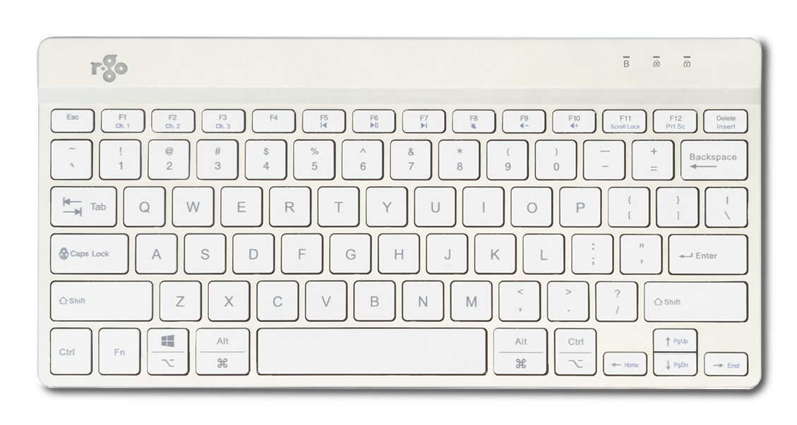 R-Go Tools Ergonomic keyboard R-Go Compact Break, compact keyboard with break software, QWERTY (US), Bluetooth, white