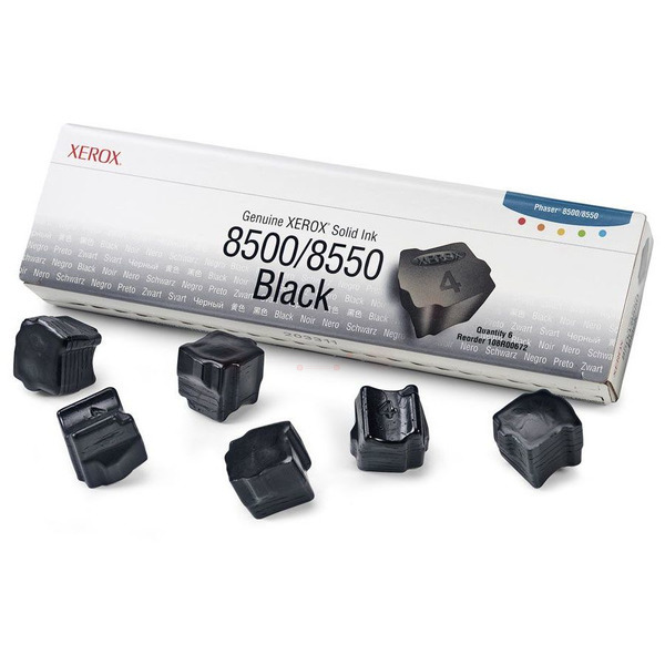 Image of Xerox 108R00672 Dry ink in color-stix black, 6x6K pages Pack=6 for...